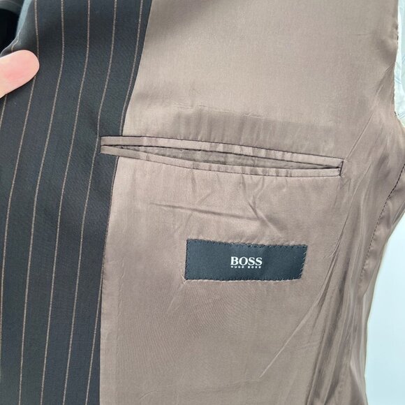 Hugo Boss Mafia 30s Look Pinstripe Brown Blazer Size 42R - Picture 7 of 10
